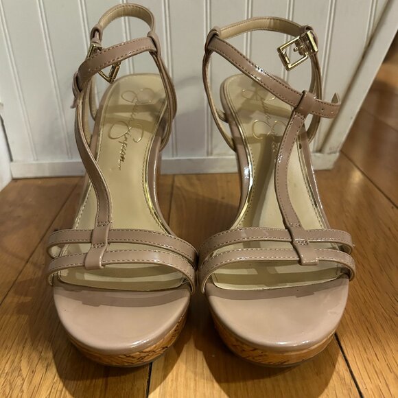 Jessica Simpson Nude Strappy Wedged Heel - Size 8 - Picture 2 of 6